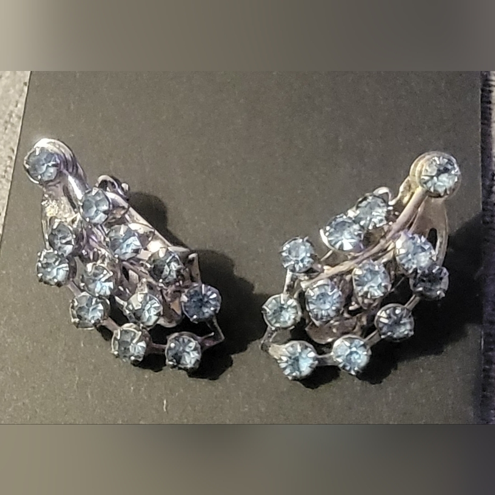 Source Unknown Silver and Light Blue Earrings